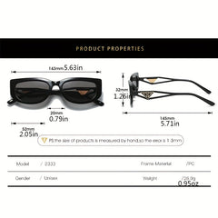 Block Frame Sunglasses For Women Men Y2K Triangle Decor Hollow Temple Glasses