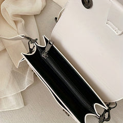 Two Tone Suede Crossbody Bag Mini Square Flap Purse Women's Shoulder Bag