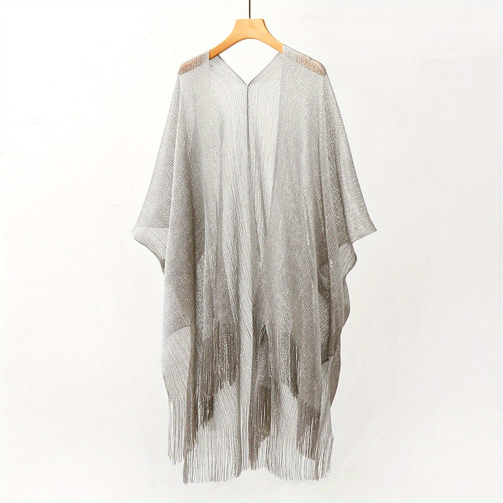 Mesh Bikini Cover Up Tassel Shawl Beach Blouse
