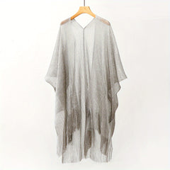 Mesh Bikini Cover Up Tassel Shawl Beach Blouse