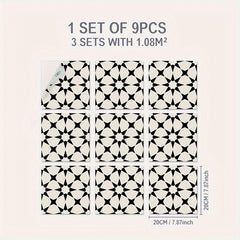 9pcs Flower Brick Stickers Waterproof Non-slip Home Decoration