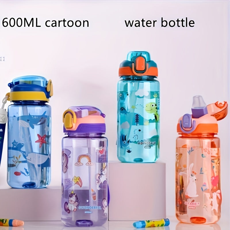 600ml Cartoon Sports Water Bottle Leakproof BPA-Free