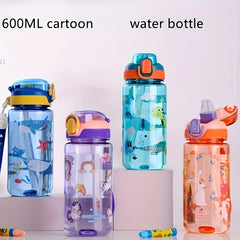 600ml Cartoon Sports Water Bottle Leakproof BPA-Free