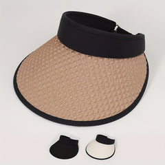 Embossed Visor Hat Wide Brim Foldable Sun Block Casual Outdoor Travel