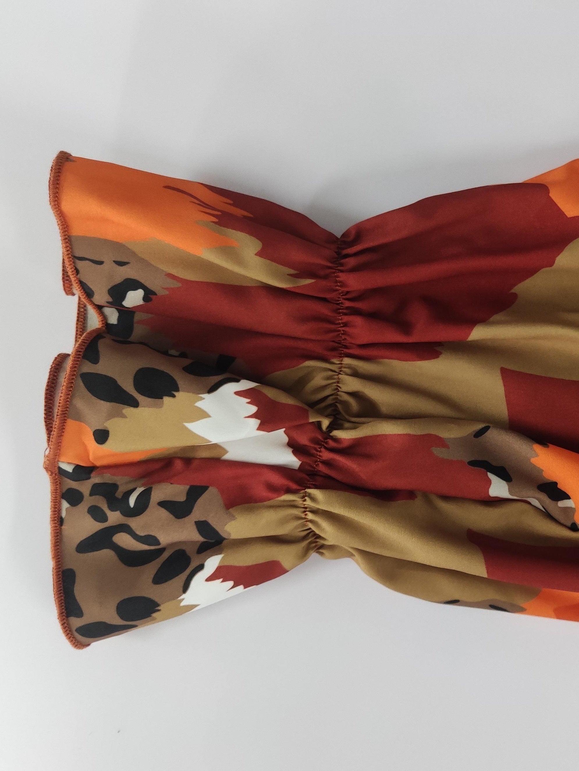  Colorblock Leopard Print Blouse