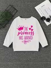 Girls' Princess Crew Neck Sweatshirt Pullover, Long Sleeve Top for Autumn Spring