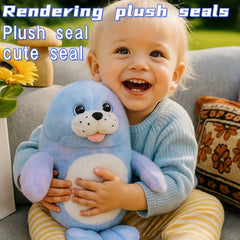 JIAJCHUF Tie Dye Plush Seal Soft Pastel & Purple Stuffed Animal Toy
