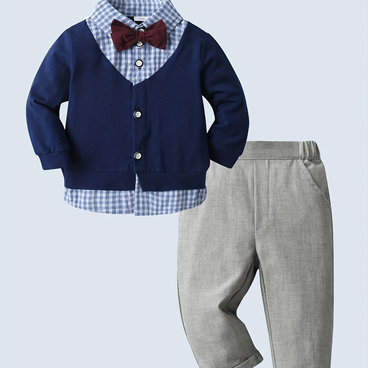 Baby Boy's Handsome Set Lapel Bow Tie Shirt & Coat & Pants Set