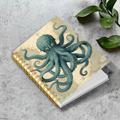 Octopus Painting Notebook 13x21cm Spiral Bound Diary with 50 Pages