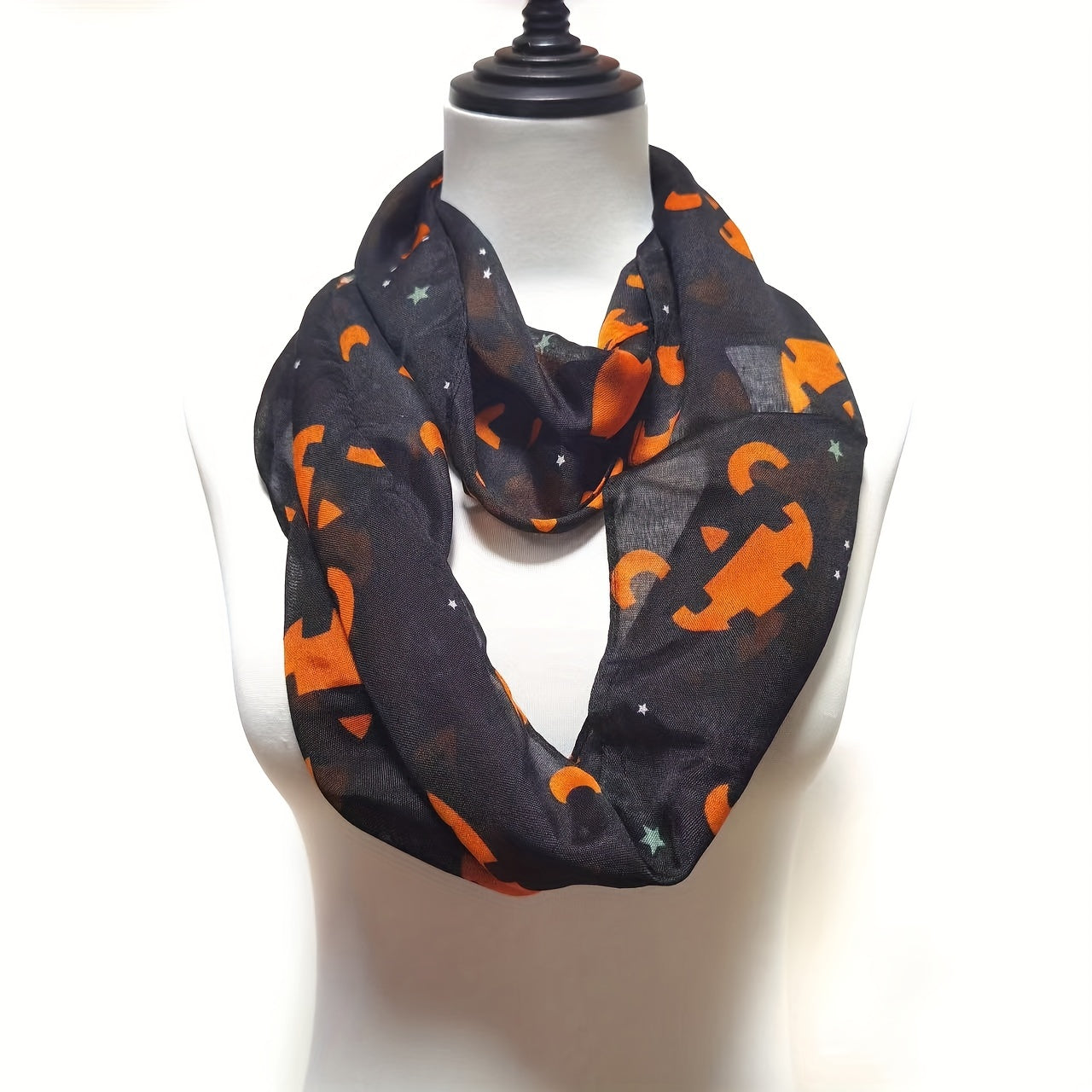 Stylish Halloween Neck Gaiter Lattice Pumpkin Pattern Scarf