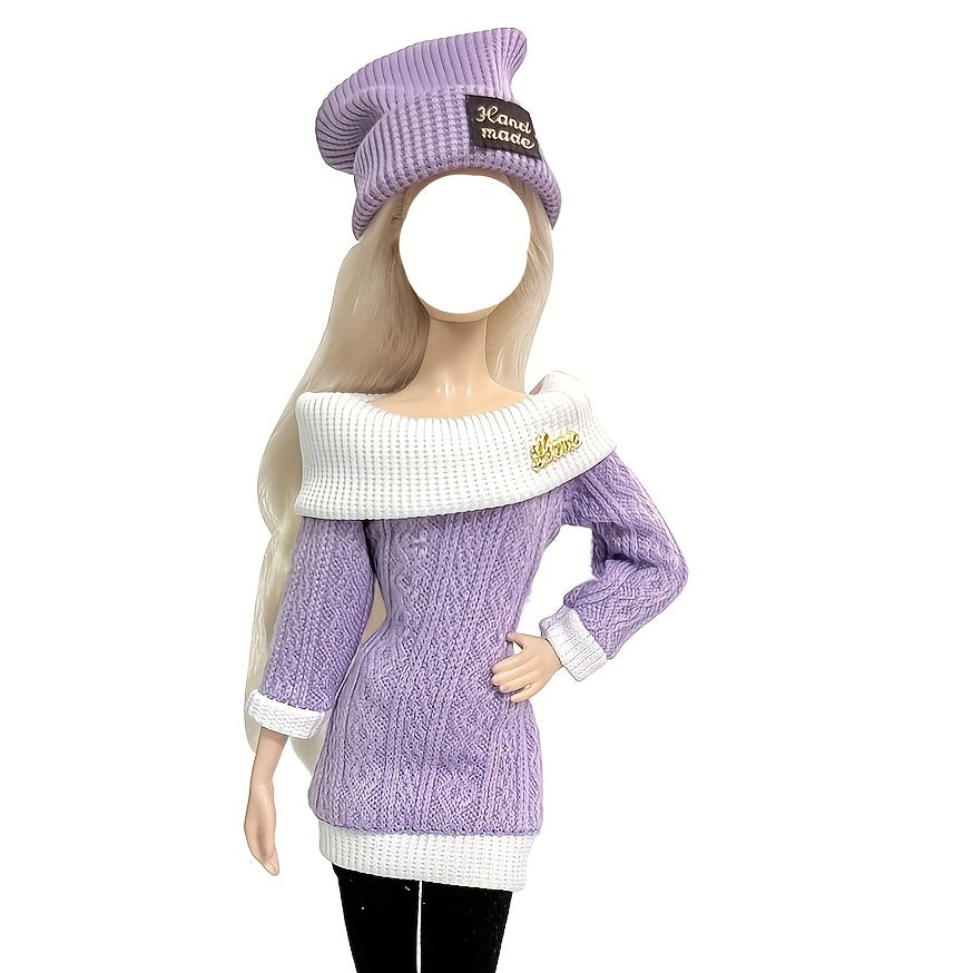 Pink Knitted Dress Coat Set for 11-29 Inch Doll