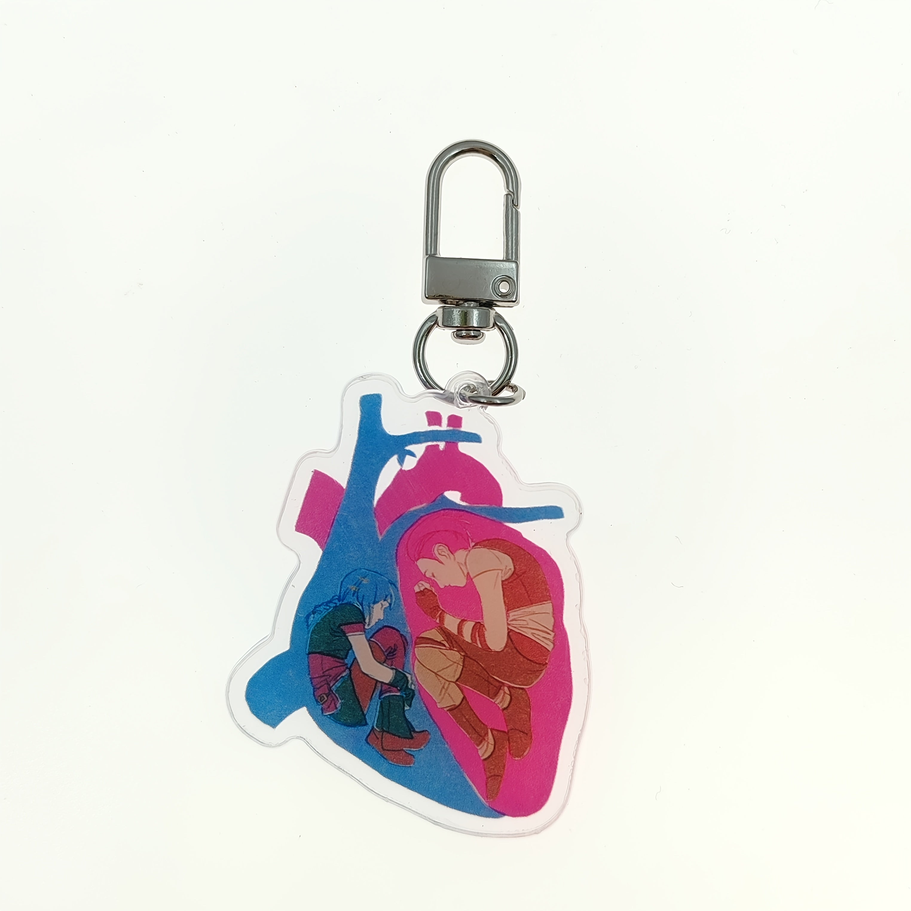 Heart Shaped Keychain Transparent Plastic Accessory for Couples & Friends