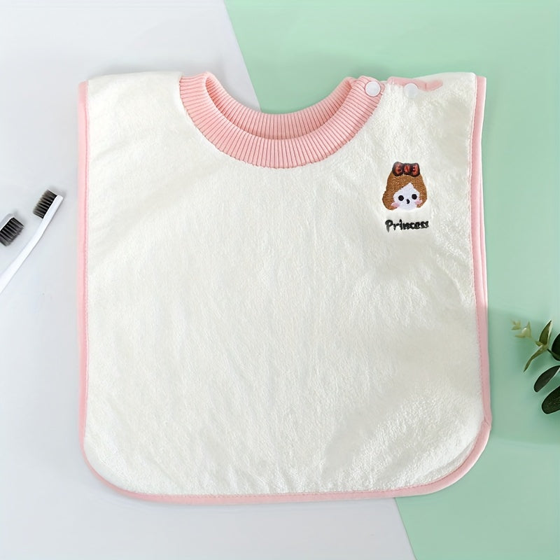 Soft Coral Fleece Bib Waterproof Cartoon Design for Kids