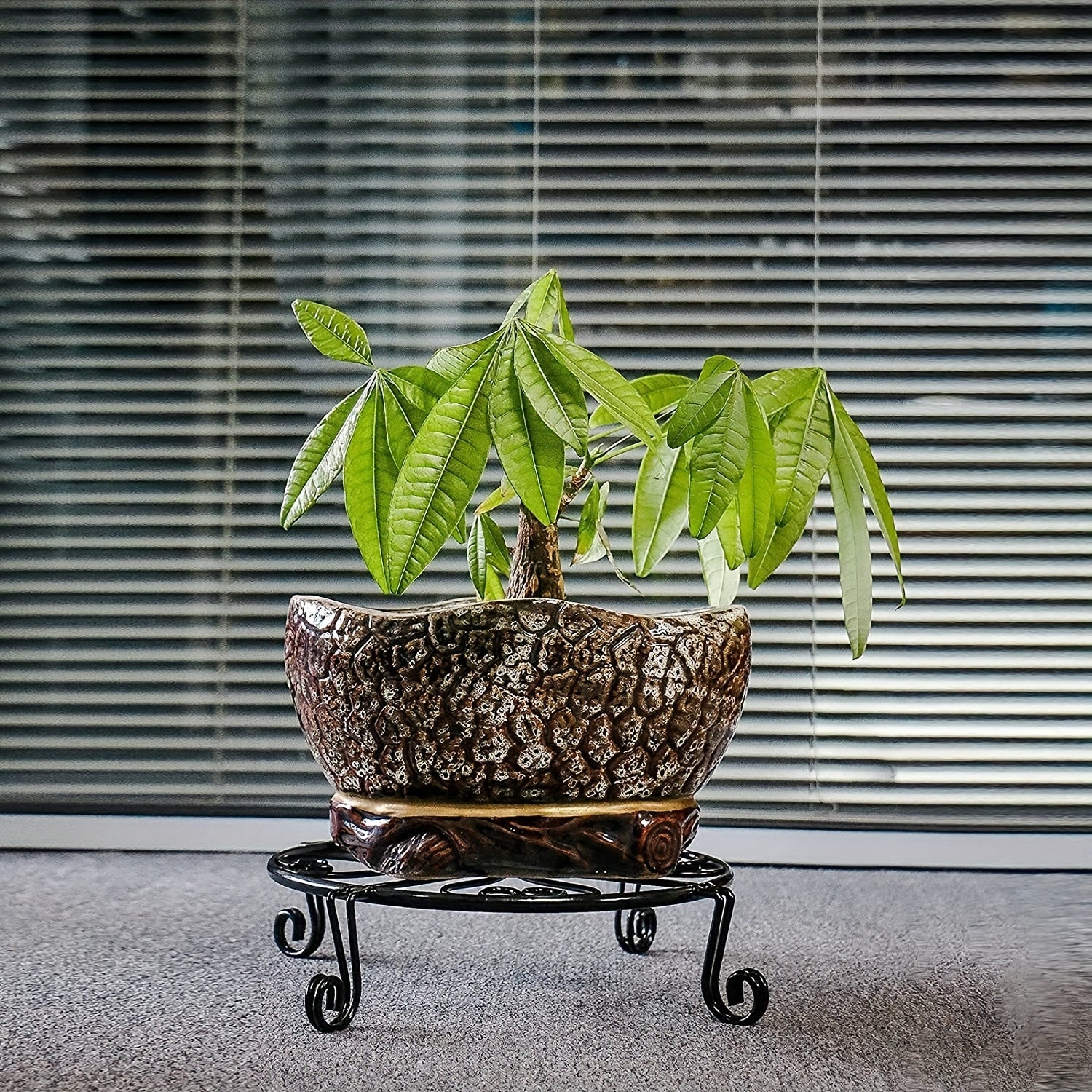 2pcs Plant Stand Flower Pot Holder Indoor Outdoor Metal Garden Rack Bronze