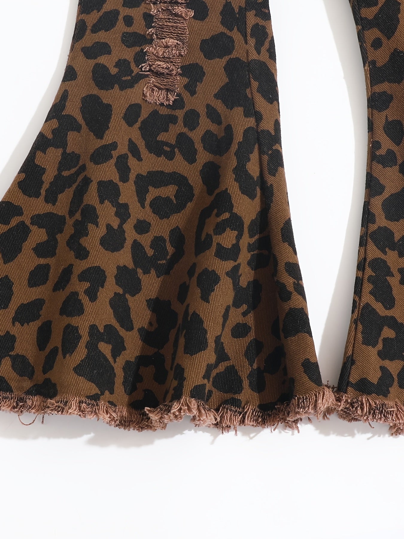 Girls Flared Bottom Leopard Jeans