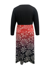  Colorblock Ombre & Snowflake Print Maxi Dress