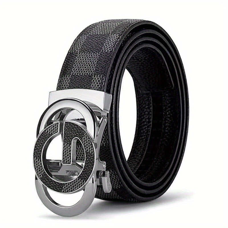 Men's Business Belt with Letter Buckle, Vintage Style