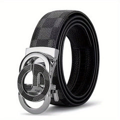 Men's Business Belt with Letter Buckle, Vintage Style