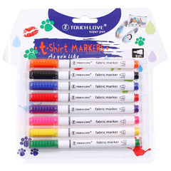 8pcs Waterproof Fabric Textile Marker Pen for DIY Art Graffiti Painting