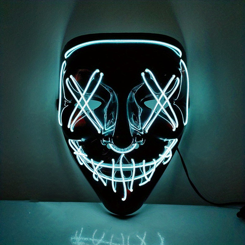 Men's Light Up Mask Led Light Up Cyberpunk Mask Halloween Dress Up Mask