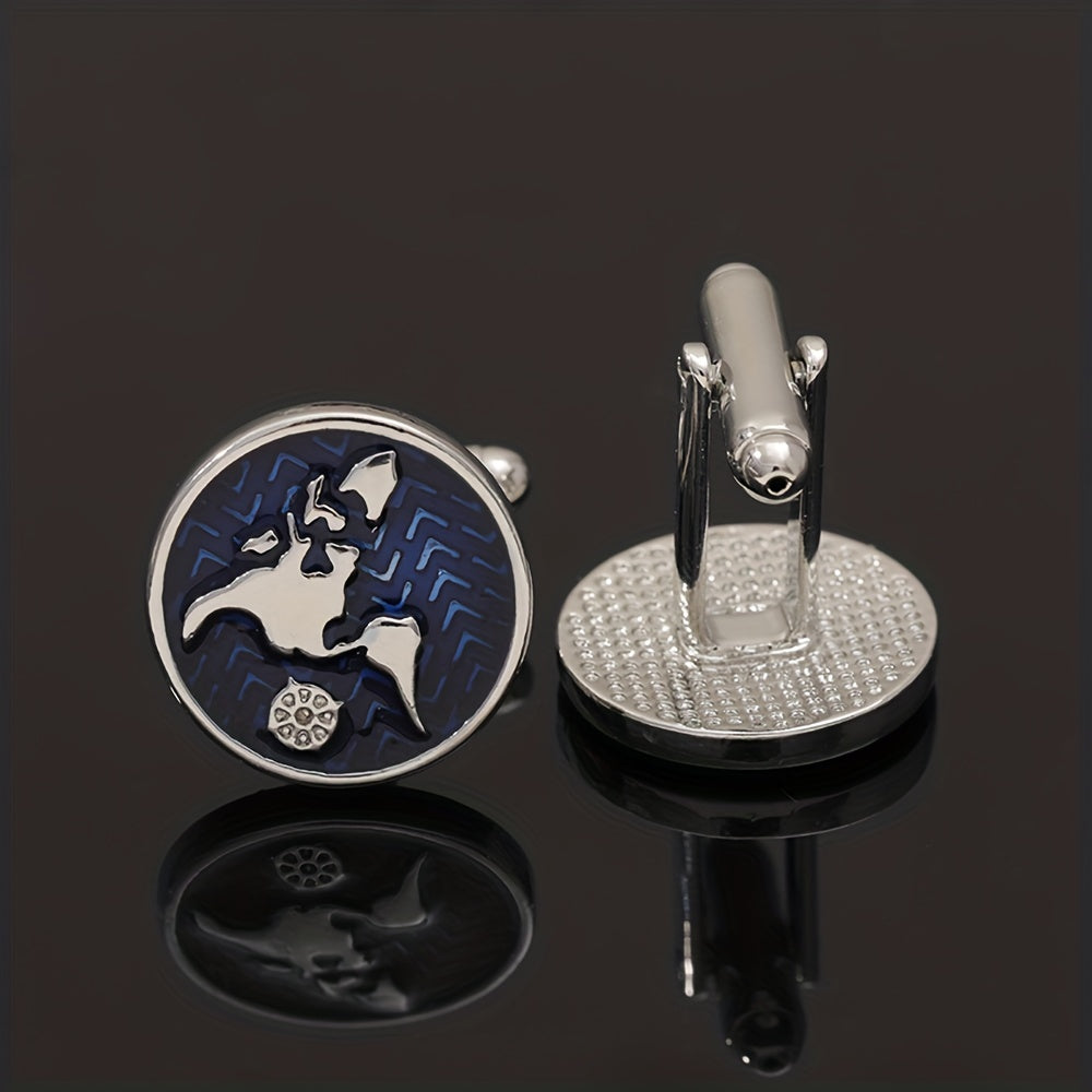 Metal World Map Button Cufflinks Shirt Cufflinks