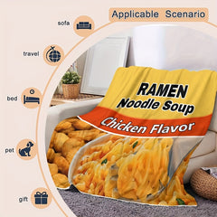 Flannel Instant Noodle Printed Blanket Cover Soft Comfortable Warm