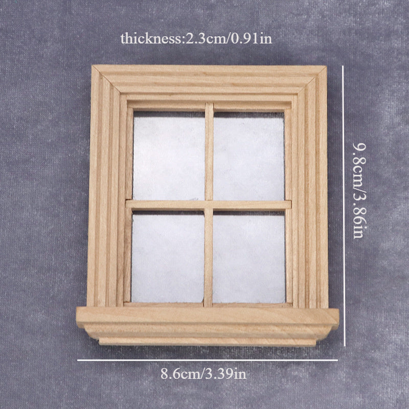 1:12 Scale Unfinished Wooden Dollhouse Window Frame - DIY Furniture Accessory