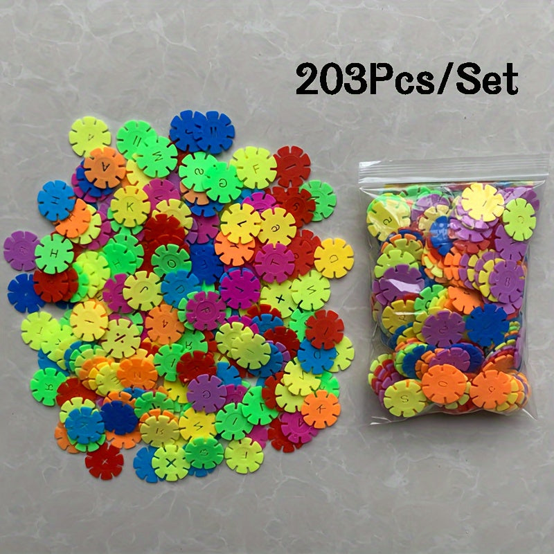 203pcs Building Blocks Set with Digital Letters Snowflakes