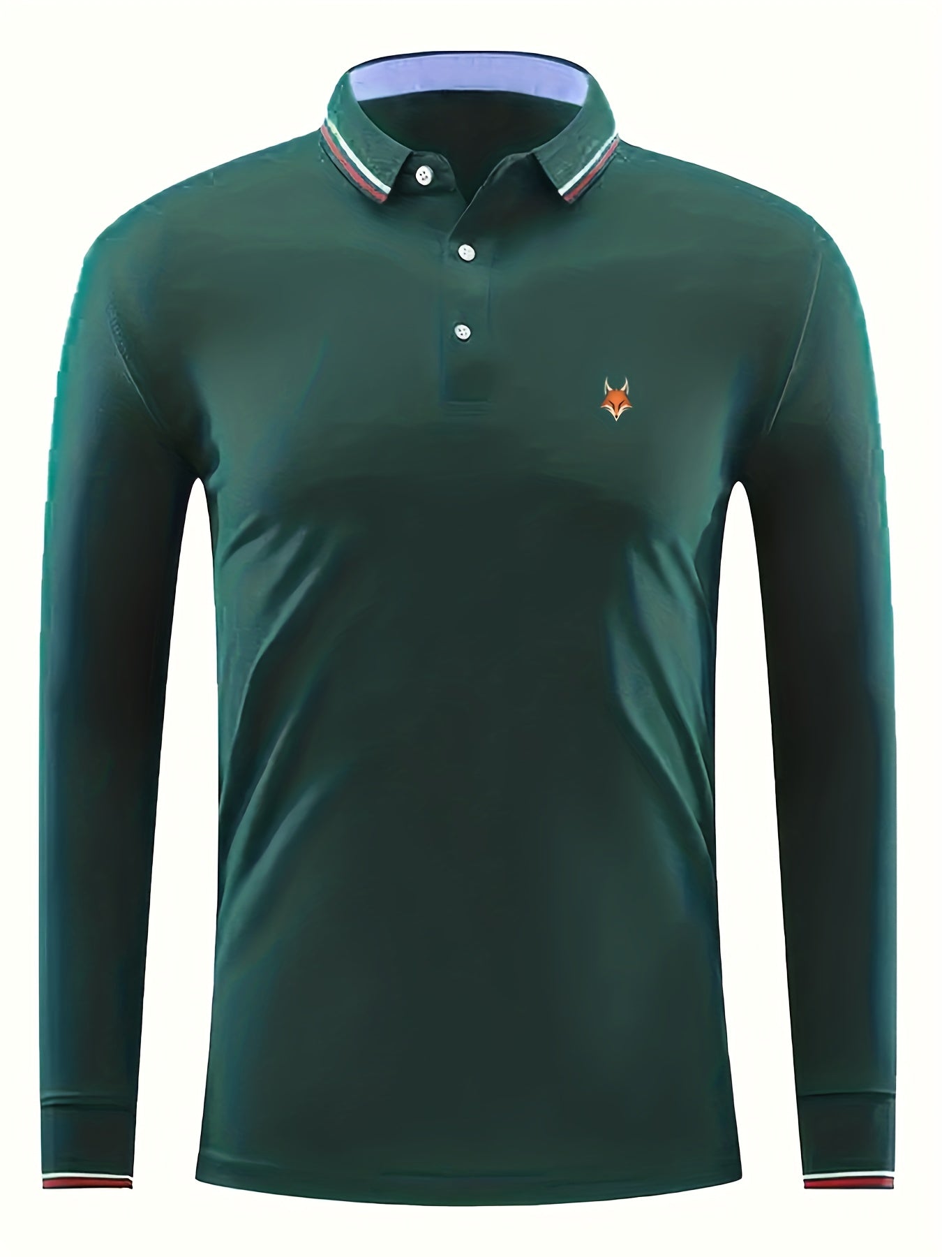 Fox Print Men's Casual Button Up Long Sleeve Lightweight Polo Shirt