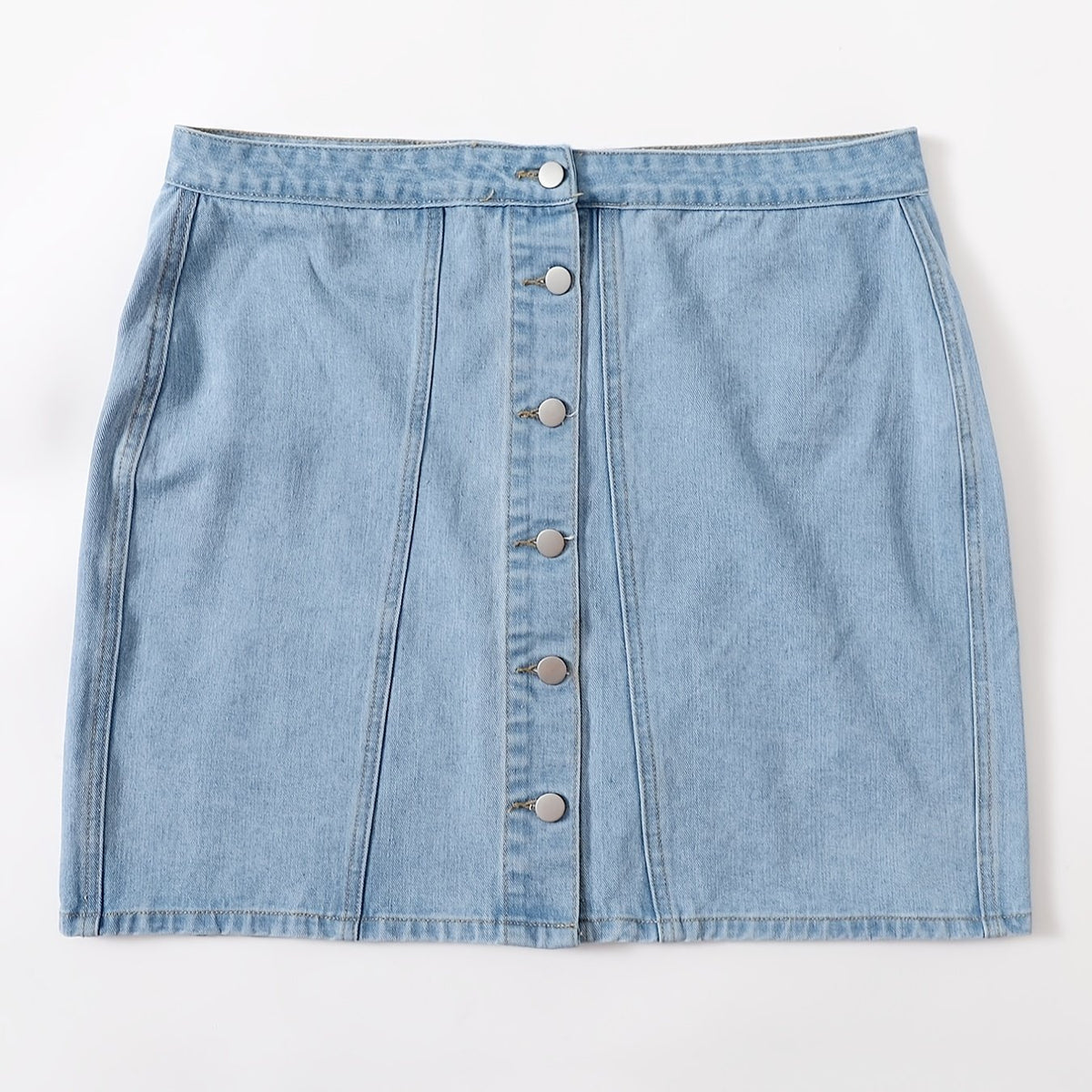  Button Front Mini Denim Skirt Women's Plus Solid Mini Denim Skirt
