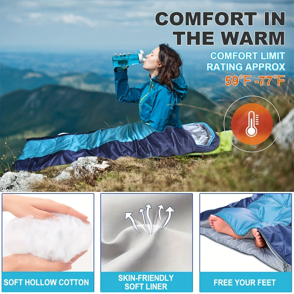1pc Camping Sleeping Bag Set with Pillow, Eye Mask, Earplugs