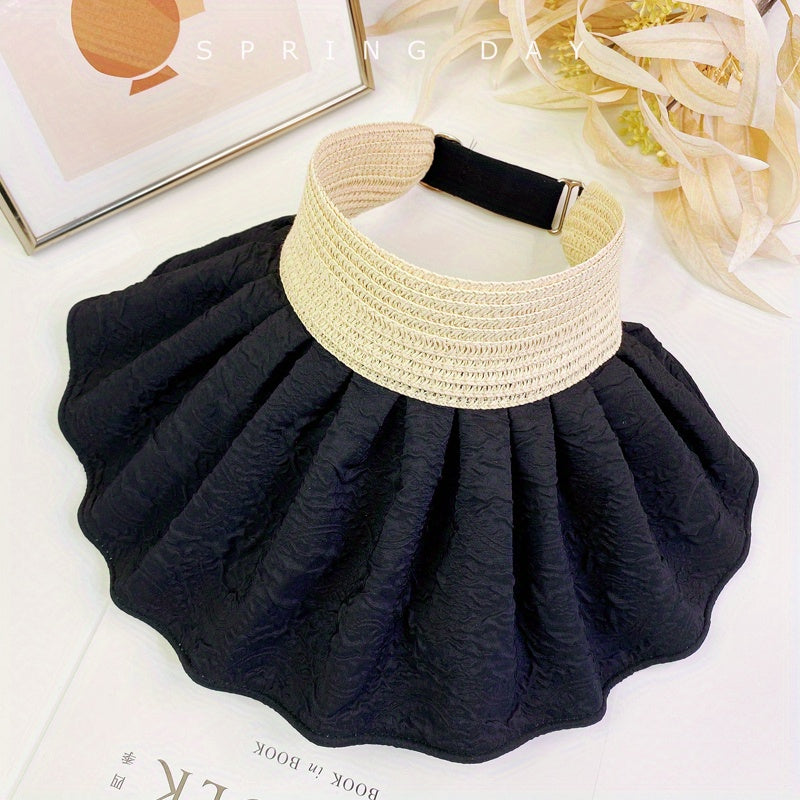 Embossed Shell Visor Hat Solid Foldable Sun Hat UV Protection
