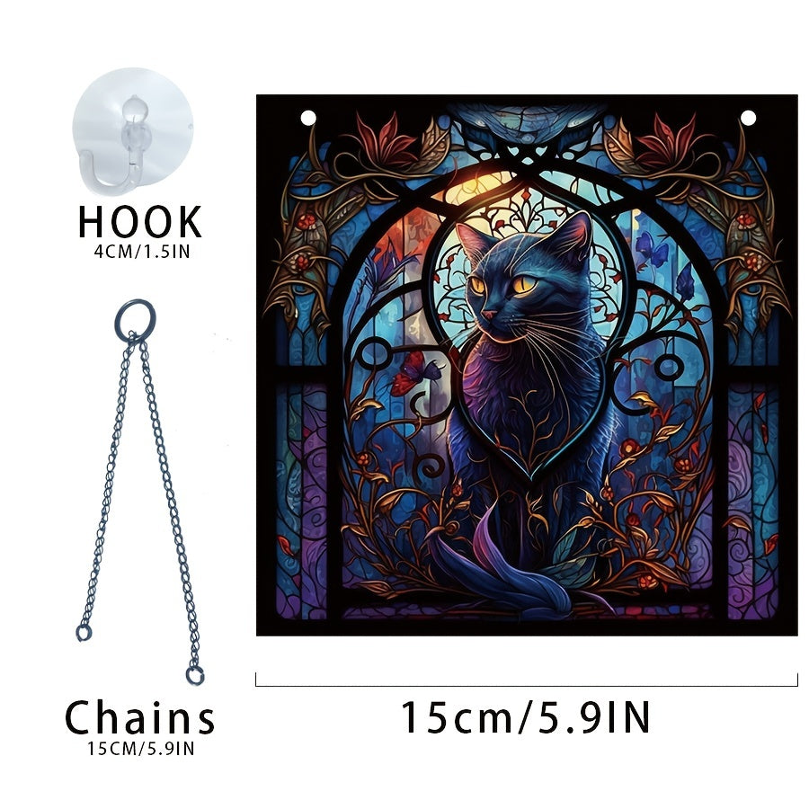 Halloween Cat Acrylic Window Hanging Decoration