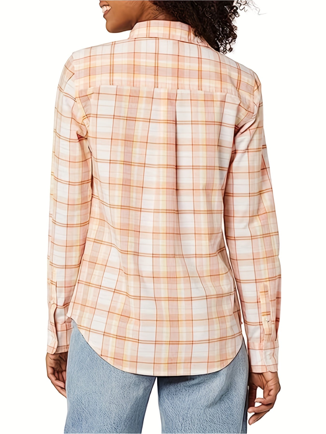  Plaid Print Long Sleeve Button Up Shirt Top