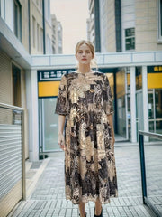  Paisley Print Half Sleeve Casual Dress