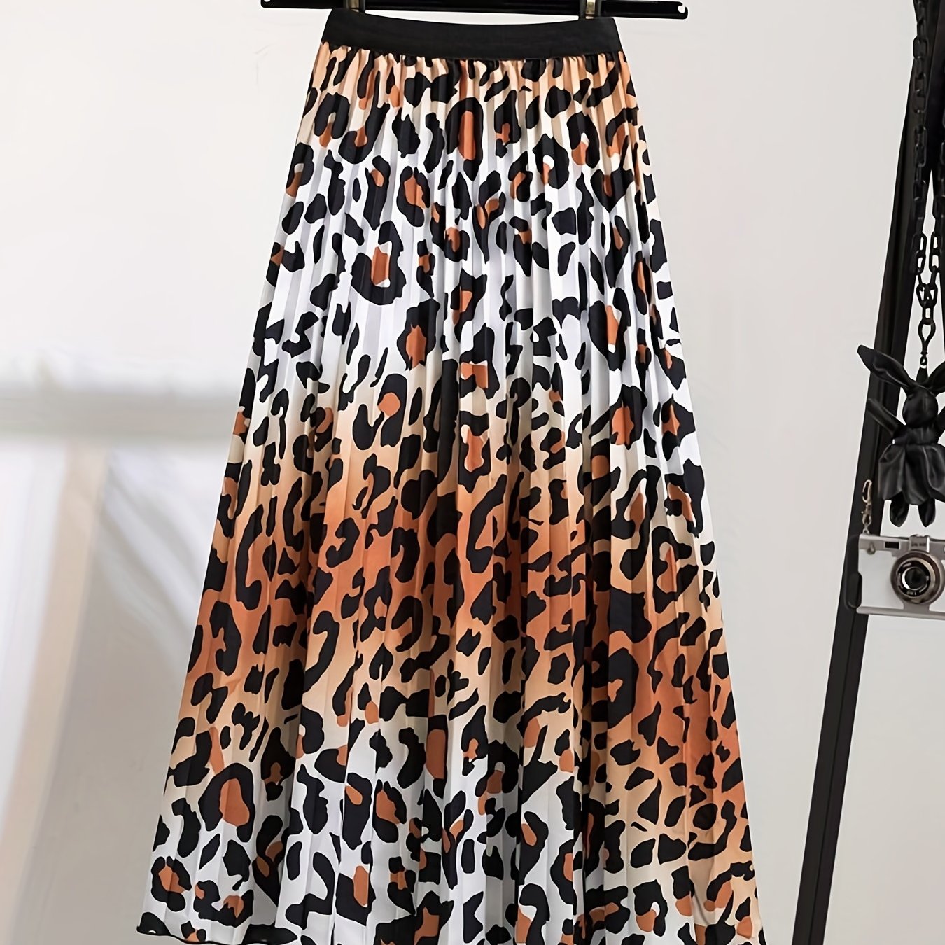  Leopard Print High Waisted A-line Skirt