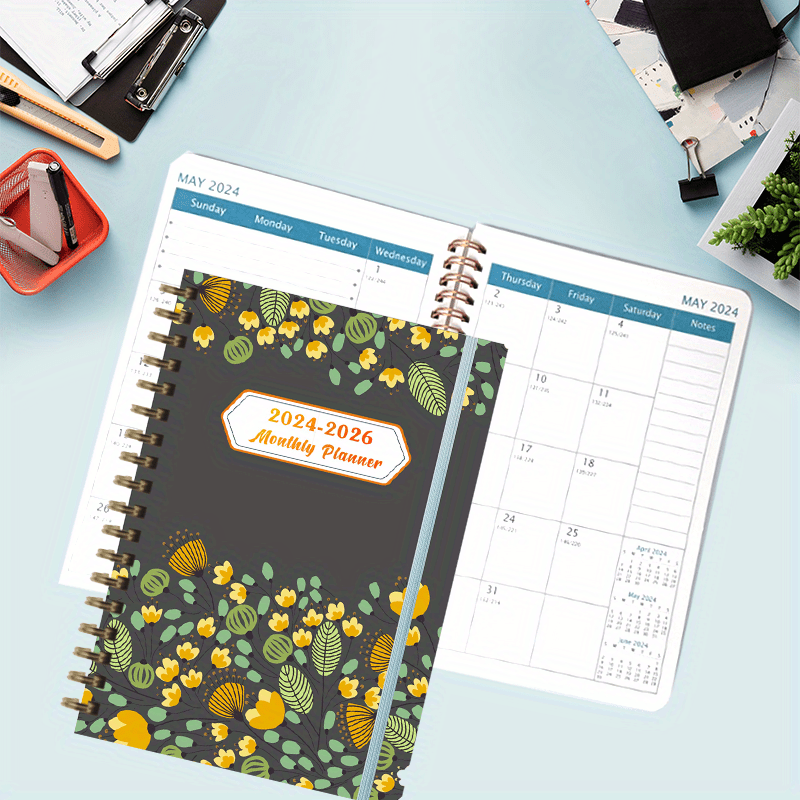 A5 Floral Style Monthly Planner 2026-2028 Spiral Bound