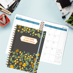 A5 Floral Style Monthly Planner 2026-2028 Spiral Bound