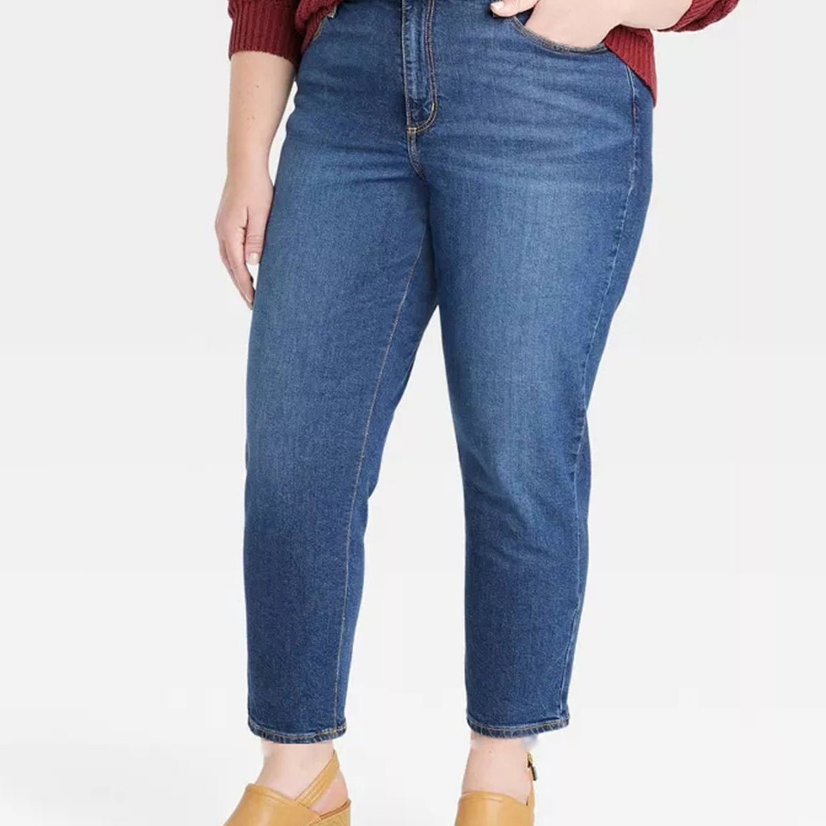  High Waist Straight Leg Denim Pants