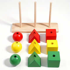 Wooden Geometric Shape Matching Puzzle Building Blocks