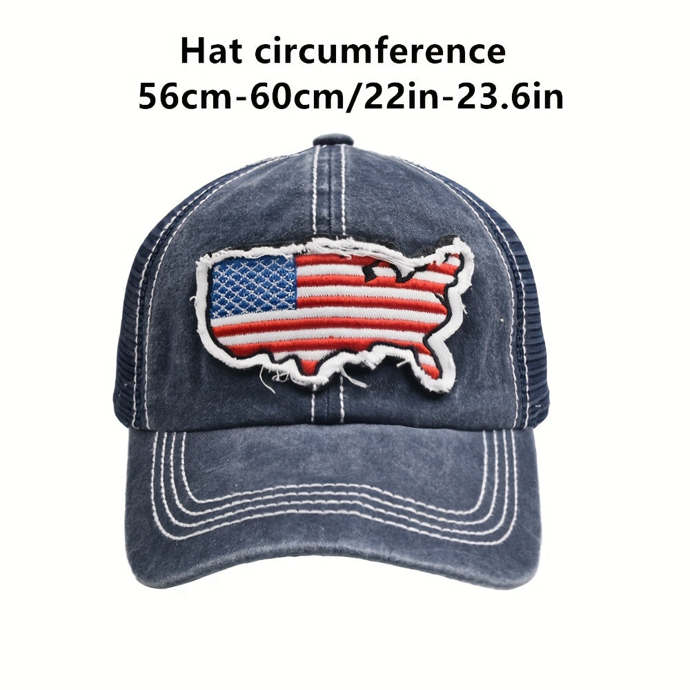 American Map Baseball Cap Embroidered With Curved Brim Flag Cap