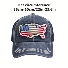 American Map Baseball Cap Embroidered With Curved Brim Flag Cap