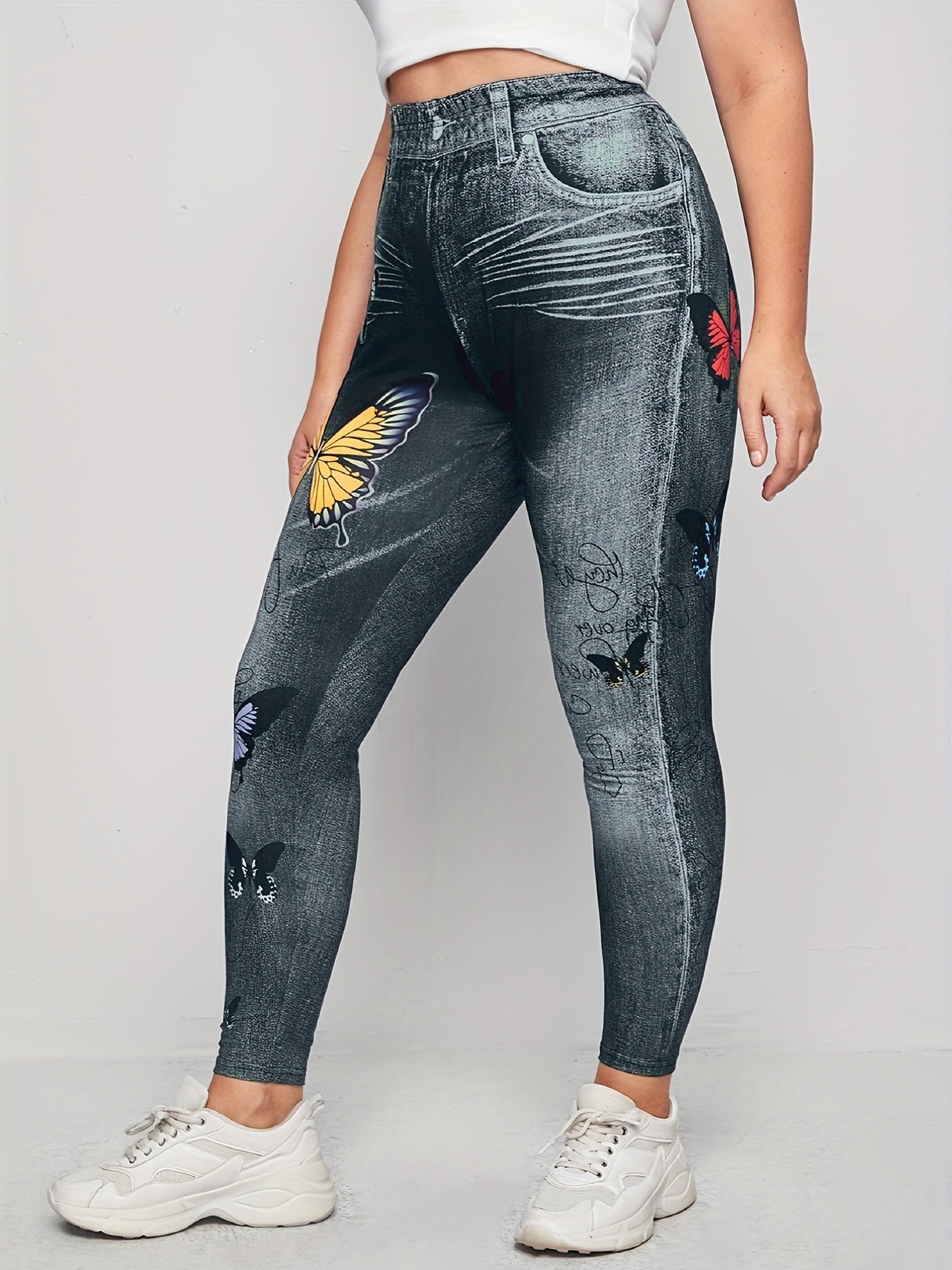  Butterfly Print High Rise Leggings