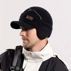 Winter Outdoor Ear Protection Cap Warm Knit Hat Thickened Wide Brim Hat