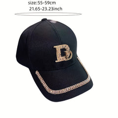 Rhinestone D Label Baseball Cap Hip Hop Sunscreen Sports Hat