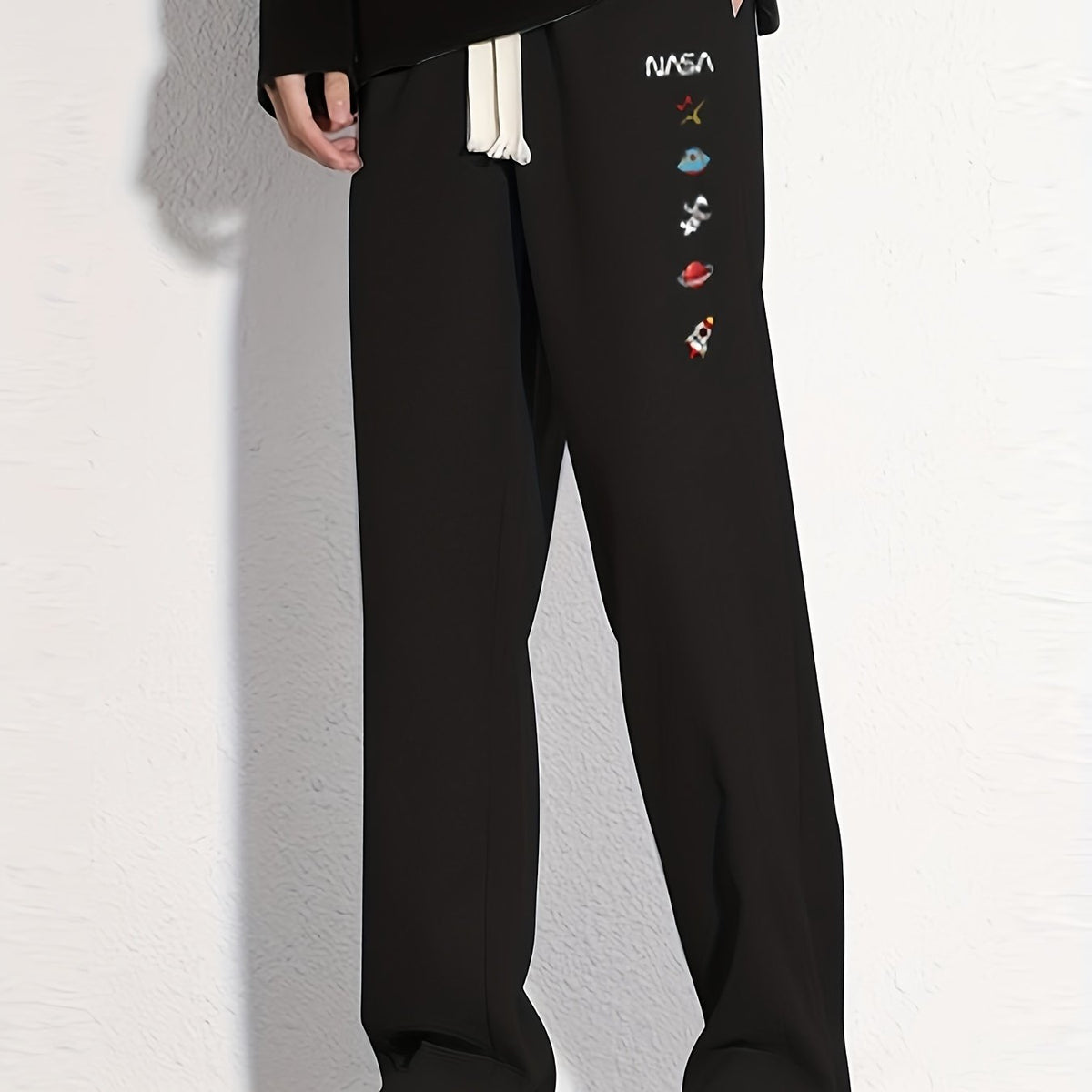 Space Theme Cotton Sweatpants Men's Casual Loose Fit Pants