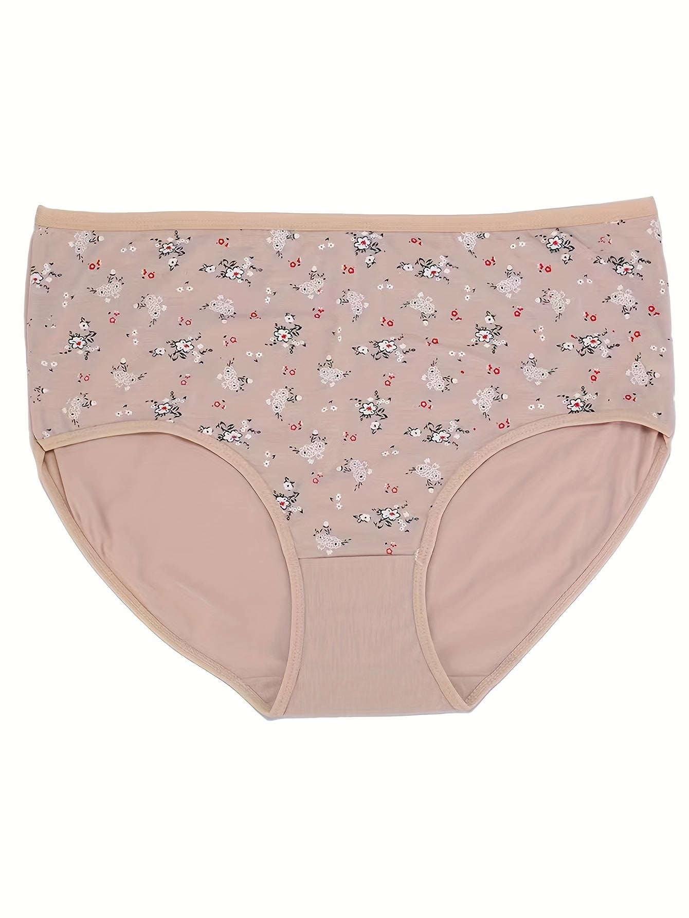 3 Pack Plus Size Boho Panties Set Women's Plus Soft Ditsy Floral Print