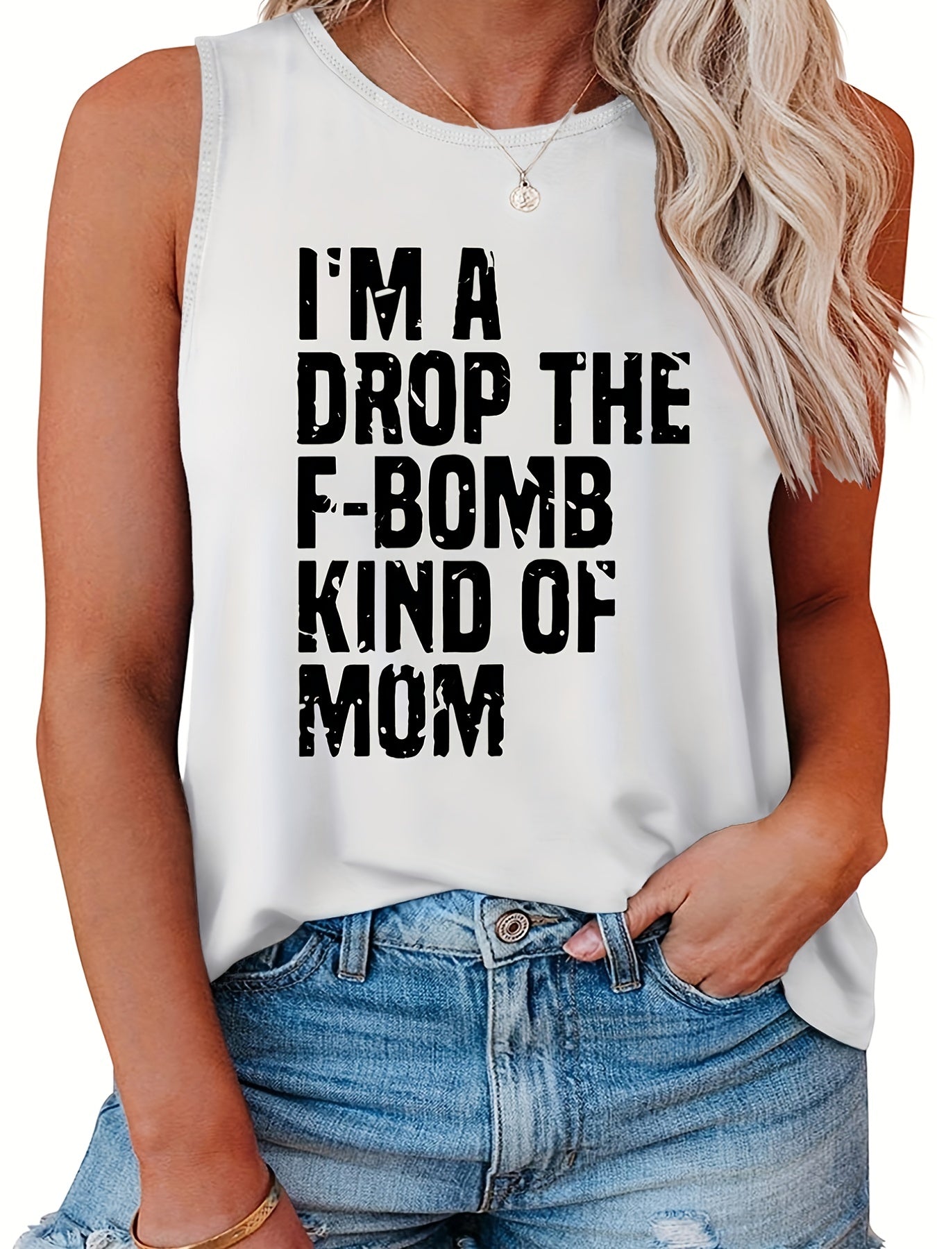 Women's Slogan Print Tank Top