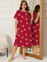  Lounge Dress Women's Plus Heart Print Cooling