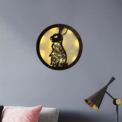 Kids LED Wall Clock Retro Wooden Sign Hanging Light
